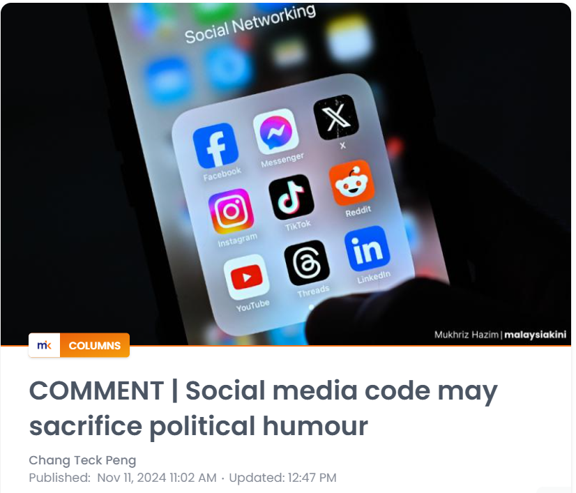 Social media code may sacrifice political humour